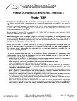 TSP Operating Instructions